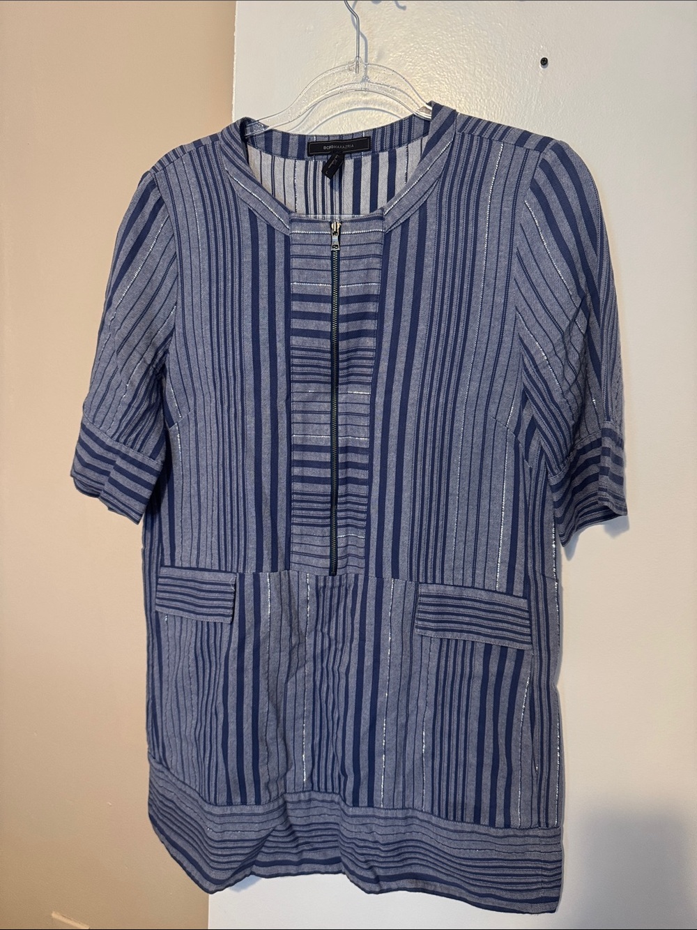 BCBGMaxAzria Blue and White Striped Top